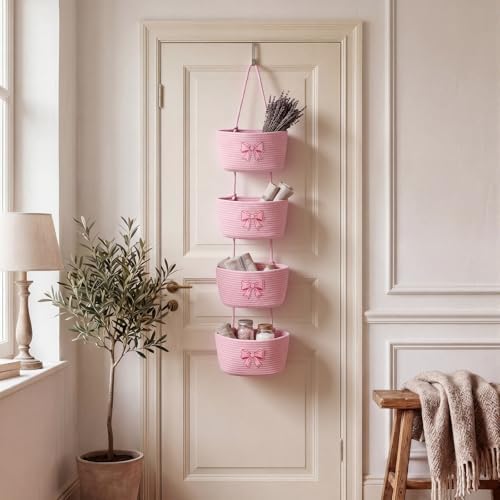 Vesici Pink over the Door Hanging Basket 4-tier - Image 2