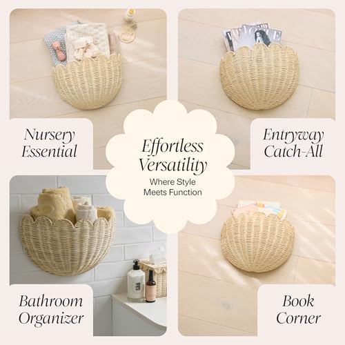 BEBE BASK The Original Scalloped Wicker Wall Basket – Set of 2 - Image 5