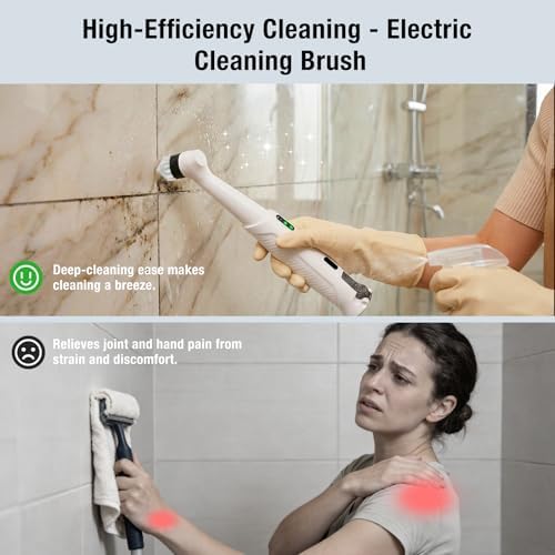 Electric Grout Cleaner, Electric Spin Scrubber, 5 Magnetic Heads - Image 3