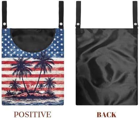 American Flag Clothes Pin Bag to Hang On Line Palm Tree Reusable Clothespin - Image 7