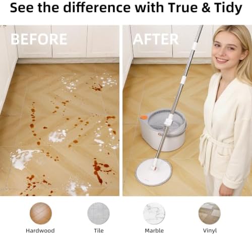 3-in-1 Spin Mop and Bucket Set, Clean Water Separation, 71 in Handle - Image 5