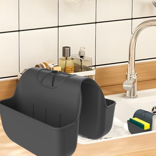 Sponge Holder for Kitchen Sink, Silicone Sink Saddle Caddy Organizer Rack by OKeanu