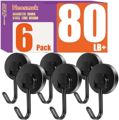 Neosmuk Magnetic Swing Hooks, 80lb Cruise Black Hooks, 6 Pack by Neosmuk