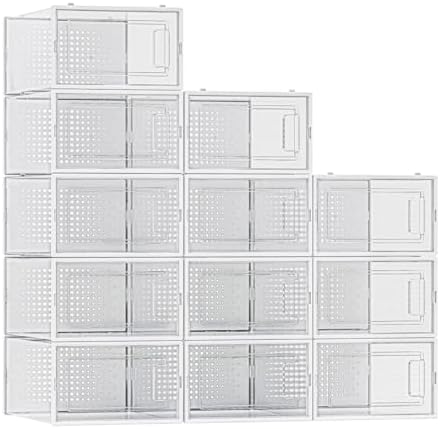 12 Pack Shoe Organizer Storage Bins, Space Saving Foldable Shoe Storage Bins - Image 2
