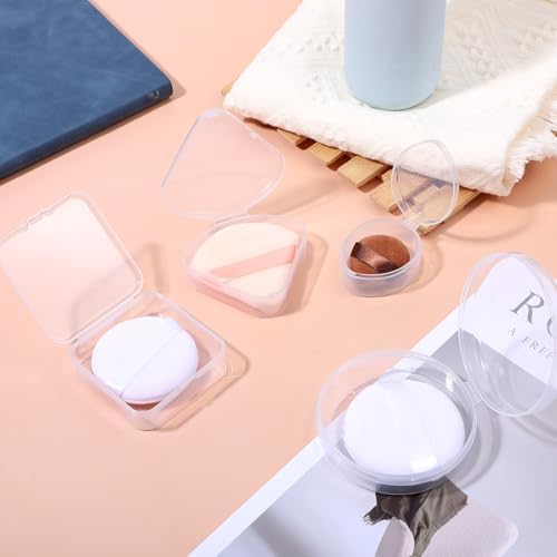 4 PCS Toner Pad Travel Case Round Makeup Puff Protective Container Clear Makeup - Image 4