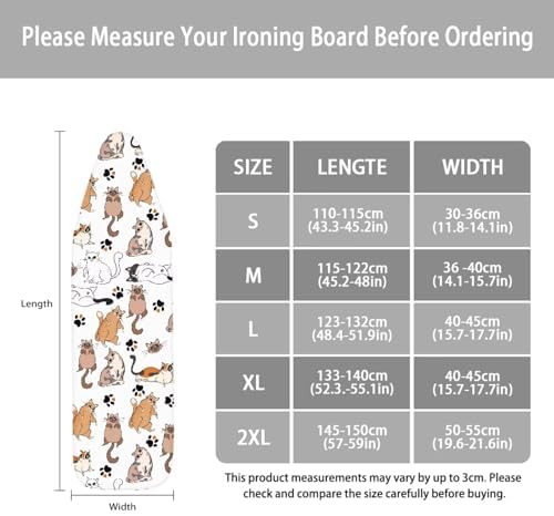 Cute Cats Print Ironing Board Cover Soft Ironing Board Cover, Non Stick Scorch - Image 6