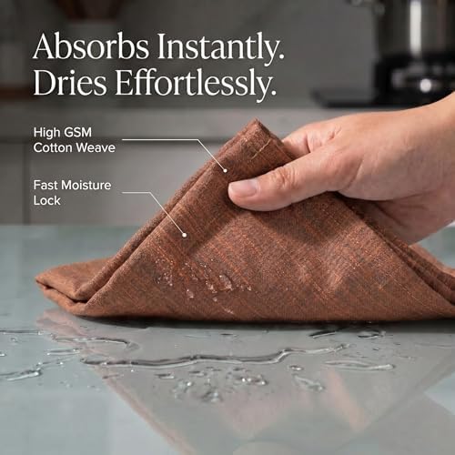 Urban Villa Kitchen Towels Cotton Dish Towels 20”x30” Blk/Orange - Image 2