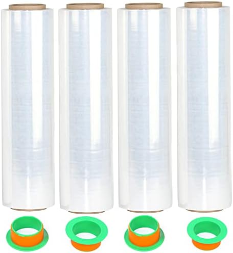 4-Pack Clear Stretch Wrap 18" x 1000 Feet 80 Gauge Industrial Strength by CHUANGSEED