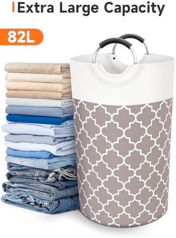 Large Laundry Basket, 82L Tall Collapsible Hamper - Image 5