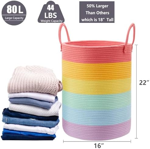 80L Extra Large Rainbow Laundry Hamper Basket - Image 3