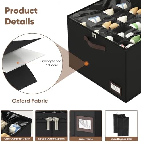 OIAHOMY 2 Pack Shoe Organizer for Closet, Large Foldable Shoe Storage Bins - Image 5