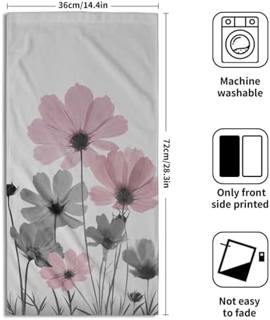 Pink Gray Flower Hand Towels for Kitchen Bathroom 2 Pack Bath Towels - Image 2