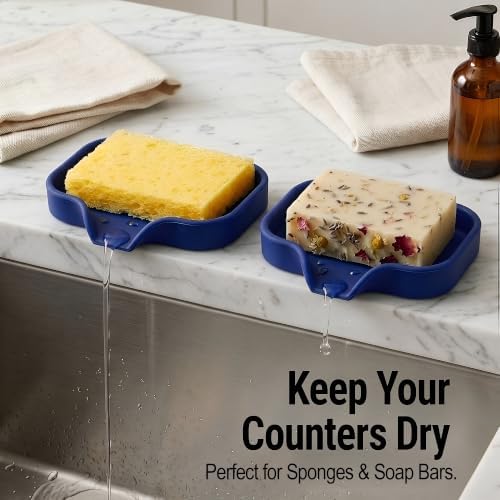 Zulay Kitchen Small Silicone Sponge Holder – Space-Saving Sink Organizer Tray - Image 3