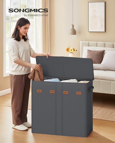 SONGMICS 210L Laundry Hamper, 4-Compartment Laundry Sorter - Image 2