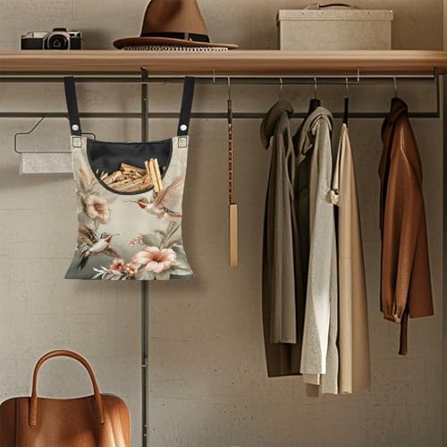 Hummingbird Clothes Pin Bag Poeny Flowers Clothes Pin Hanging Bag Fashion - Image 5