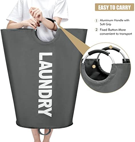 Maxsilan 125L X-Large Laundry Basket Bag, Collapsible Tall Hamper, Dark Grey - Image 5