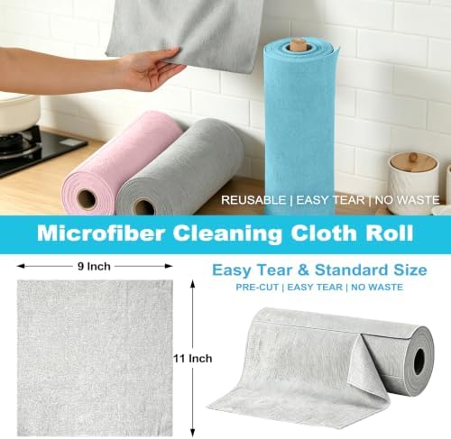 Puomue 165 Pack Microfiber Cleaning Cloth Roll, Tear Away Reusable Towels - Image 2