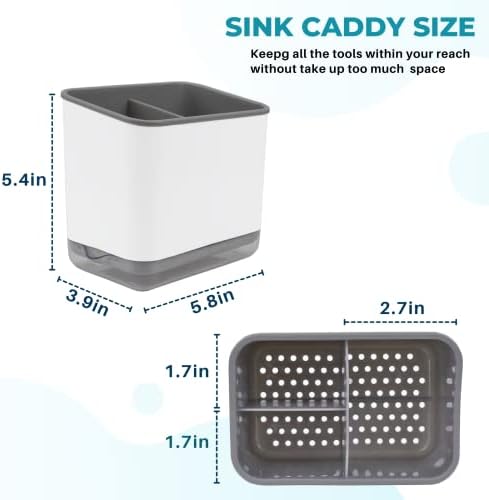 KeFanta Sink Counter Caddy, Plastic Dish Sponge Holder, Kitchen Brush and - Image 4