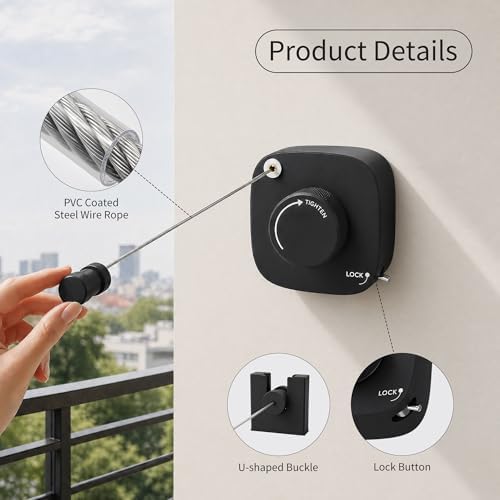 Retractable Clothesline Indoor/Outdoor, Portable Non-Sagging Wall Mounted - Image 3