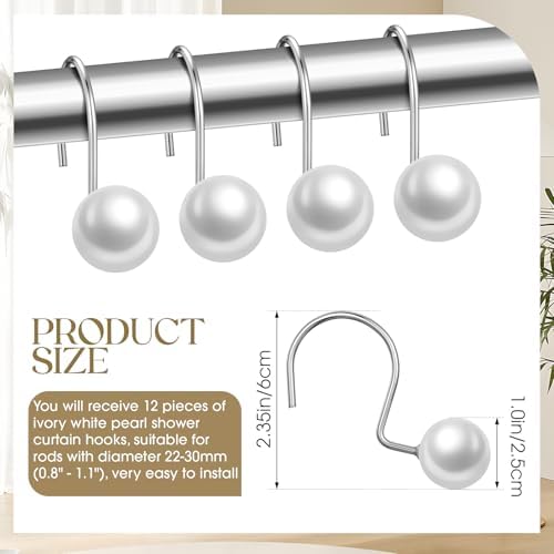 Threehoney 12 Pcs Cute Shower Curtain Hooks Shower Curtain Ring - Image 2