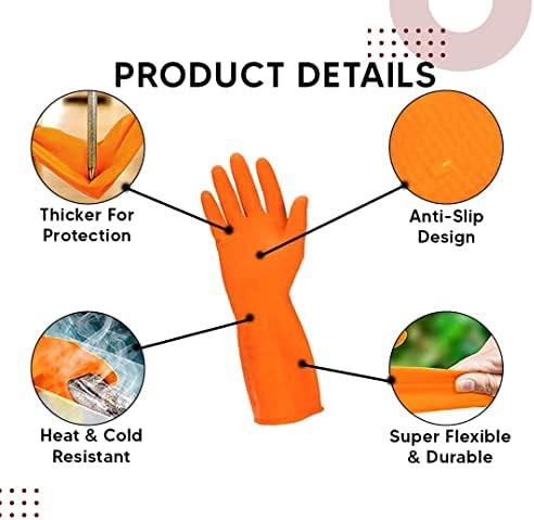 Heavy Duty Rubber Hand gloves for Dishwashing, kitchen cleaning - Image 2