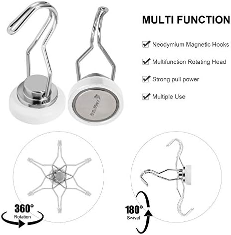 Ant Mag Swivel Magnetic Hooks 80lbs White 4 Pack - Image 2