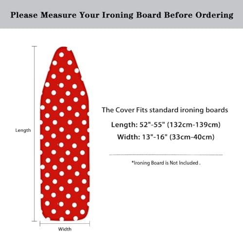 Dot Red Ironing Board Cover and Pad Standard Ironing Board Cover - Image 6