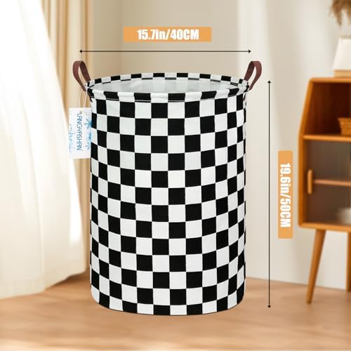 Round Laundry Basket Collapsible Boys Nursery Car Hamper Racing Flag - Image 2