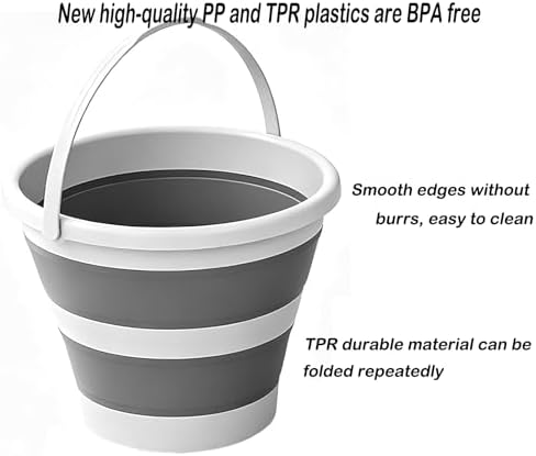 2 Pack Collapsible Bucket with Handle 5L, BPA Free Foldable Round Plastic Water - Image 3