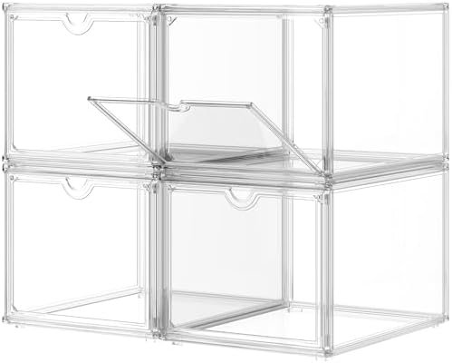 Clear Shoe Storage Boxes Stackable, Display Case by SEWUP