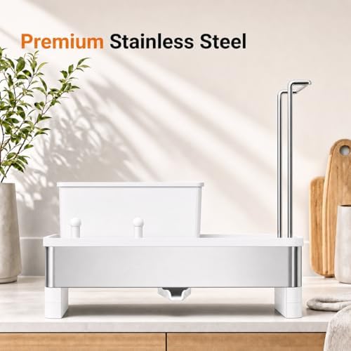 Laveshop Sponge Holder for Kitchen Sink, Rustproof Stainless Steel Sink Caddy - Image 4