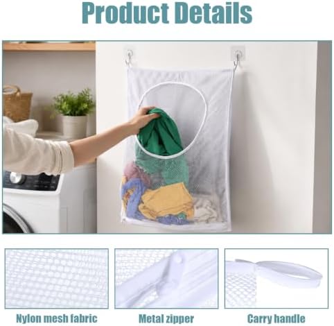 Mesh Laundry Bags for Washing Machine, Door Hanging Laundry Hamper Bag - Image 3