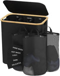160L Laundry Hamper with Lid, 3 Section Laundry Basket with 3 Removable Bag by Bathola