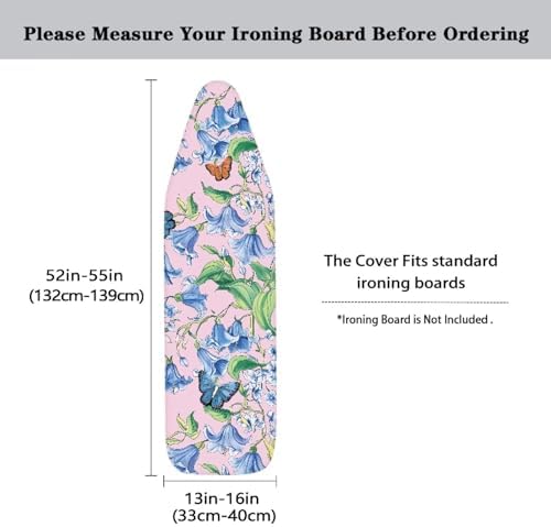 Blue Flower Butterfly Ironing Board Cover and Pad Standard Ironing Board Cover - Image 5