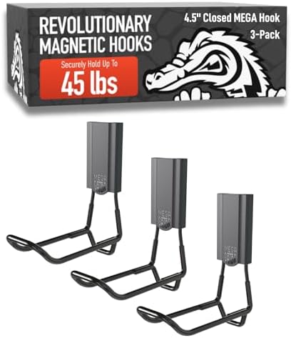 GATOR MAGNETICS MEGA 4.5 in Closed Hooks, 45 lb Magnetic Hooks – 3 Pack by GatorMagnetics