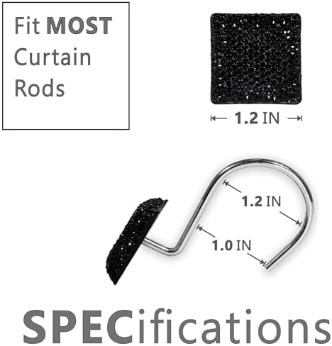 Black Bling Shower Curtain Hooks: Christmas Bathroom Curtain Rings - Image 5