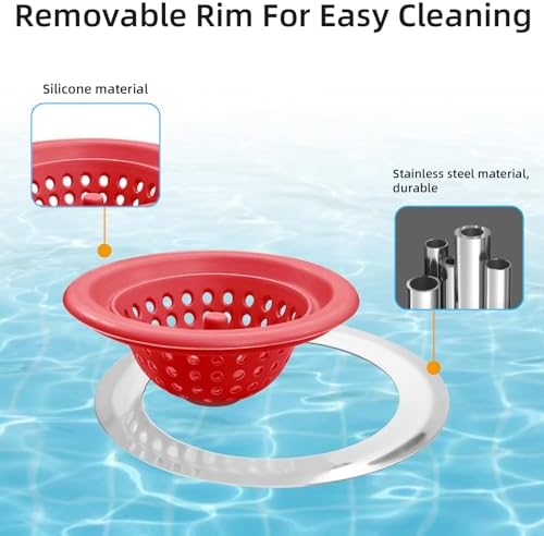 Silicone Strainer for Kitchen Sink, 2 Pack, Stainless Steel Reinforced - Image 5