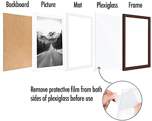 Americanflat 13x19 Picture Frame with Polished Plexiglass - Set of 5 - Use as 11x17 Frame with Mat or Display 13x19 Photo Without Mat - Galleria Collection - Picture Frames for Wall Display - Mahogany