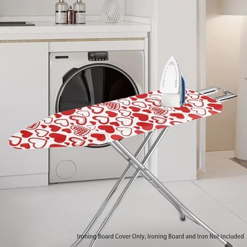 Red Love Heart Ironing Board Cover, Washable Polyester Elastic Valentine's Day - Image 2