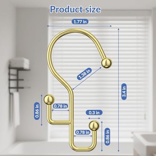 Goowin Shower Curtain Hooks, Anti-Drop Metal Shower Curtain Rings Hooks - Image 7