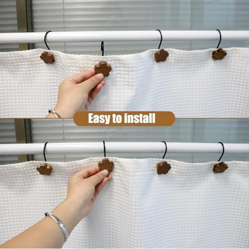 Shower Curtain Hooks, Wood Decorative Shower Curtain Rings, Modern Round Log - Image 5