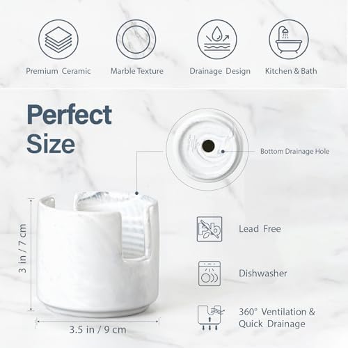 ONEMORE Ceramic Sponge Holder for Kitchen Sink, Dish Sponge Holder - Image 4