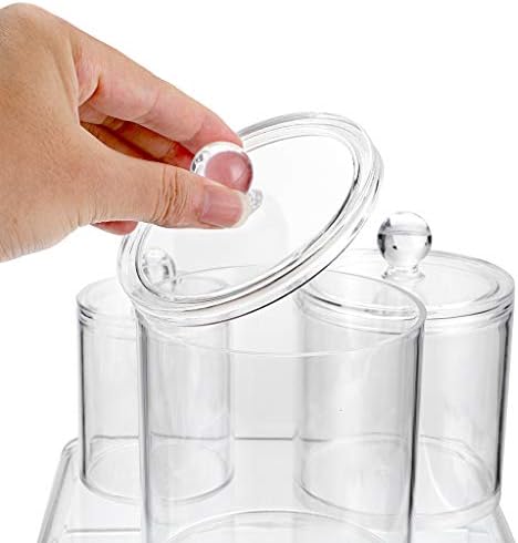 Hipiwe Set of 3 Cotton Ball and Swab Organizer Acrylic Q-Tips Jar - Image 6