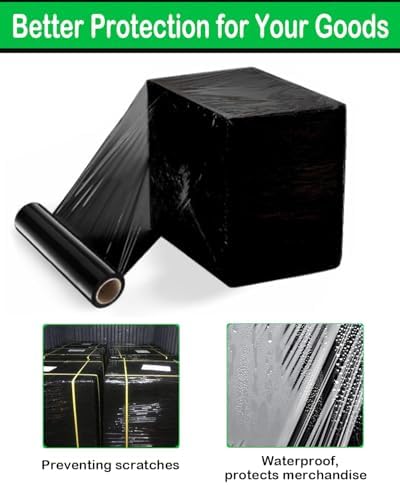 Black Stretch Wrap Roll, Heavy Duty 18in x 1500ft Shrink Film/Wrap, 4 Pack - Image 6