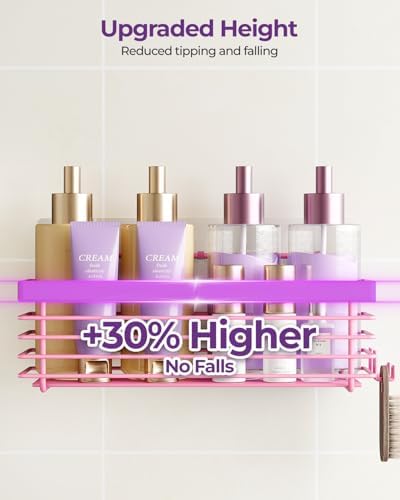 Shower Caddy Adhesive 3 Pack Stainless Steel Storage Organizers-Pink - Image 4
