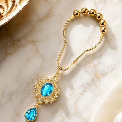 12PCS Aqua Blue Gem Shower Curtain Hooks, Elegant Bathroom Decor - Image 6