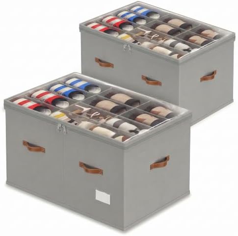 Shoe Organizer for Closet, 2 Pack Shoe Storage Bins Foldable Shoe Storage Box by Vincona