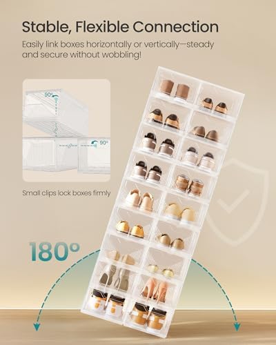 SONGMICS Shoe Boxes with Magnetic Doors, Fit up to US Size 12 - Image 3