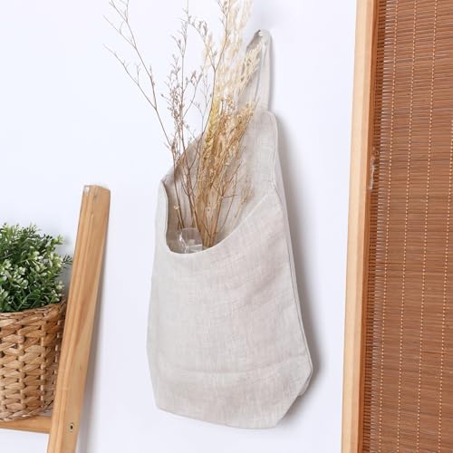 100% Linen Hanging Storage Bags Baskets 2 Pcs, Small Wall Storage Bag - Image 3