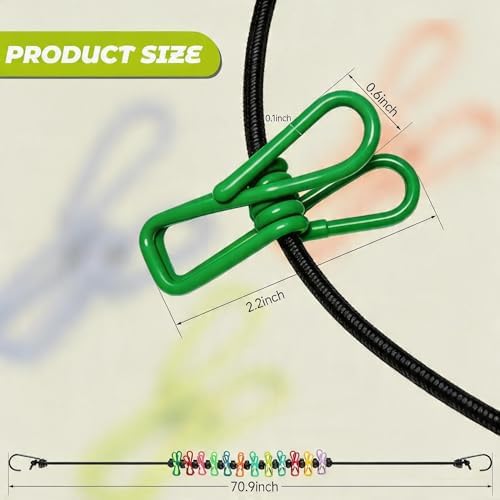 Portable Clothesline with 12 Clothespins, Plus 20 Colorful Clips, Adjustable - Image 3